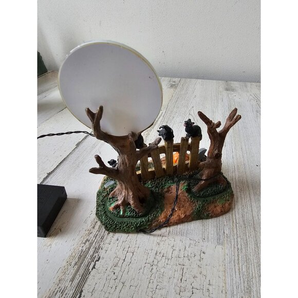 Lemax cat moon happy howl-o-ween fence feline Halloween village decor light up b - Picture 8 of 12